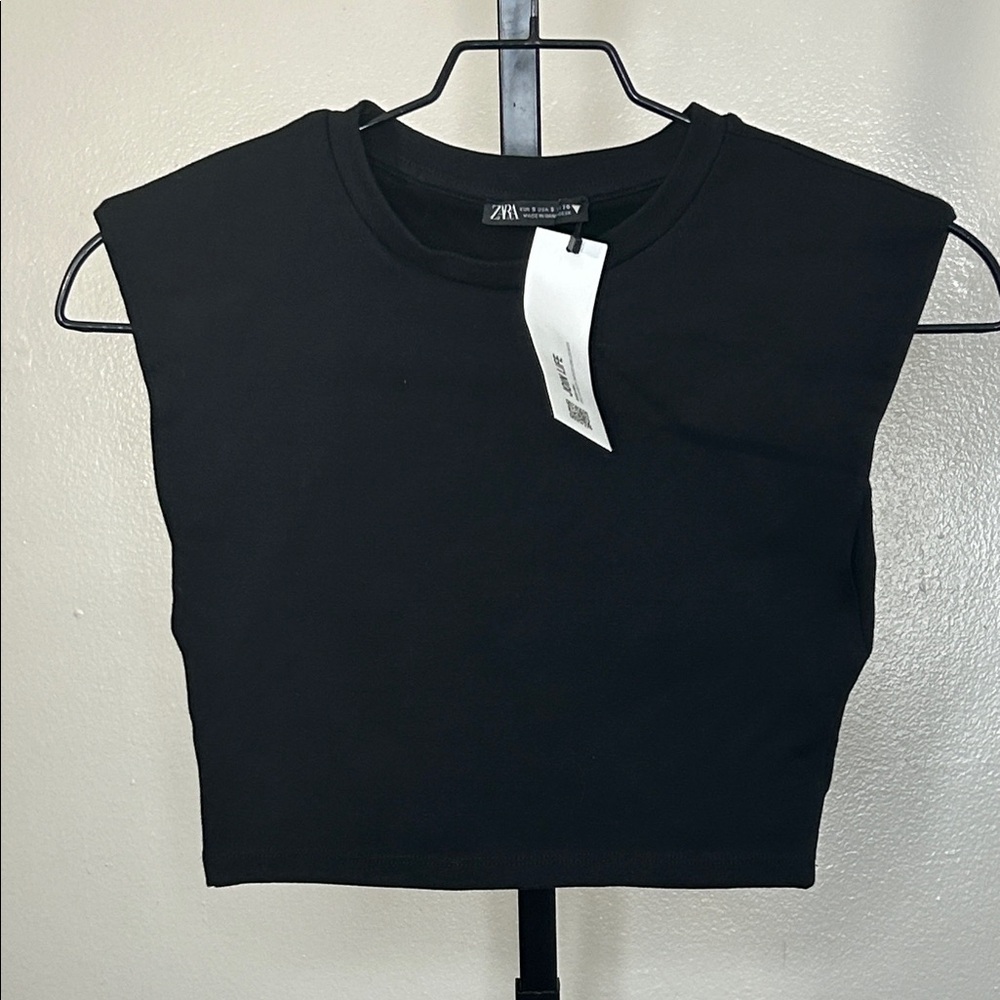 Zara Black Cropped Muscle Tank Top